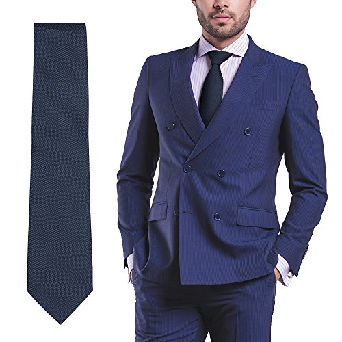 Navy Blue Ties for Men, Woven Silk Mens Neckties, Formal Dress Tie